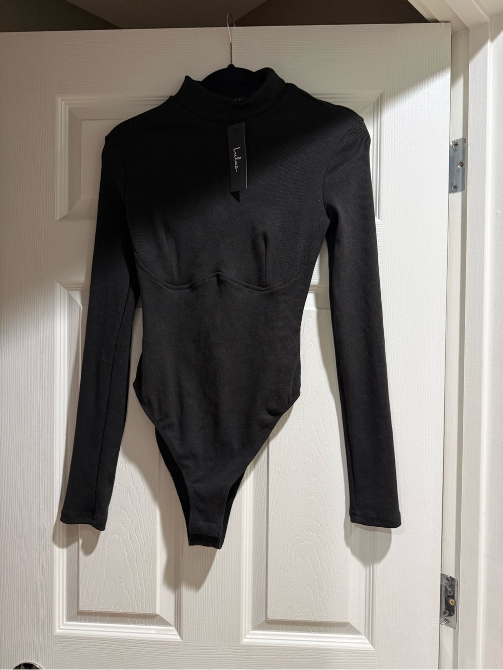Lulu's Black Long Sleeve Backless Bodysuit